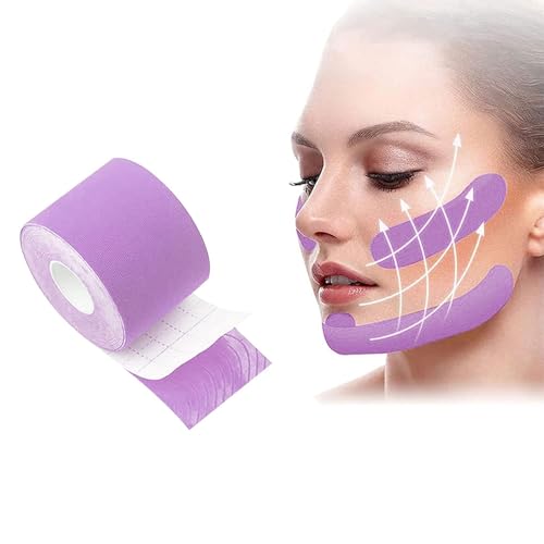 Face Lifting Tape,Anti-Wrinkle Patches,Wrinkles Schminkles,Myofasziales Gesichtstraffungsband,Multifunktional Face Tape,Anti-Falten Patches,Facial Patches,Wrinkle Patch,2,5 cm*5 m,Lila von TUKNON