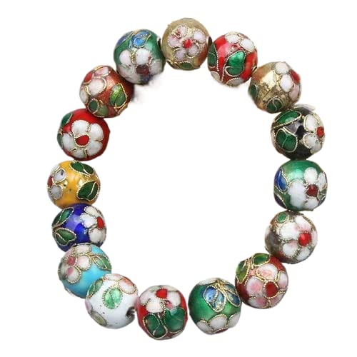 TUKRPQMRI Cloisonné Filigran Stretch 12mm Runde Perlen Armbänder for Frauen Ethno Emaille Elastischer Armreif Individuelle Länge/310(Colorful,Custom Length) von TUKRPQMRI