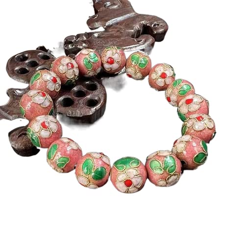 TUKRPQMRI Cloisonné Filigran Stretch 12mm Runde Perlen Armbänder for Frauen Ethno Emaille Elastischer Armreif Individuelle Länge/310(Pink,Custom Length) von TUKRPQMRI