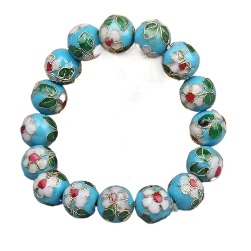 TUKRPQMRI Cloisonné Filigran Stretch 12mm Runde Perlen Armbänder for Frauen Ethno Emaille Elastischer Armreif Individuelle Länge/310(Sky blue,Custom Length) von TUKRPQMRI