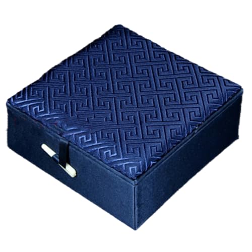 TUKRPQMRI Quadratische Armreif Armband Schmuck Box Baumwolle gefüllt chinesische Seide Brokat Stoff Schmuck Fall Frauen Geschenk Verpackung Boxen /715(Blue) von TUKRPQMRI