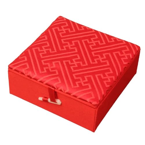 TUKRPQMRI Quadratische Armreif Armband Schmuck Box Baumwolle gefüllt chinesische Seide Brokat Stoff Schmuck Fall Frauen Geschenk Verpackung Boxen /715(Red) von TUKRPQMRI