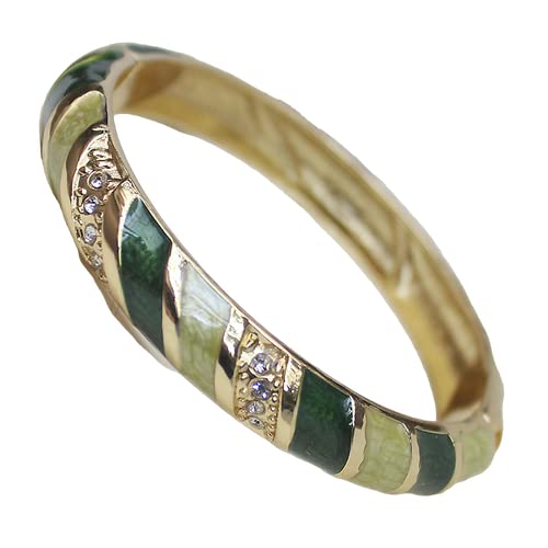 TUKRPQMRI Regenbogen Emaille Streifen Armband Frauen Strass Armreifen Vintage Chinesische Cloisonné Armbänder Mode Schmuck Zubehör Geschenk/297(Green) von TUKRPQMRI