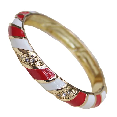 TUKRPQMRI Regenbogen Emaille Streifen Armband Frauen Strass Armreifen Vintage Chinesische Cloisonné Armbänder Mode Schmuck Zubehör Geschenk/297(Red and white) von TUKRPQMRI