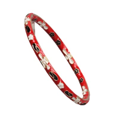 TUKRPQMRI Vintage Cloisonné Emaille Dünne Farbe Armreifen for Frauen Zubehör Chinesische Traditionelle Handarbeit Armbänder/535(Red) von TUKRPQMRI