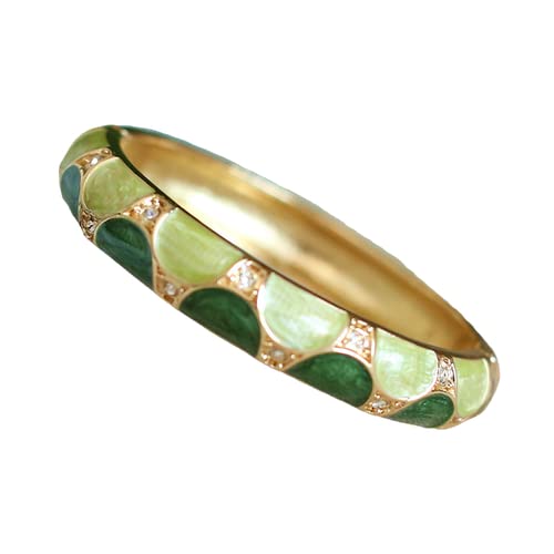 TUKRPQMRI Vintage Cloisonné Emaille Strass Armreif Feder Scharnier Manschette Armbänder for Frauen Chinesischen Ethnischen Traditionellen Handarbeit Schmuck/538(Green) von TUKRPQMRI