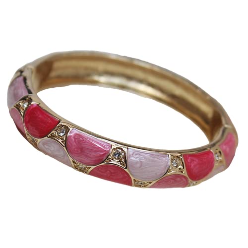 TUKRPQMRI Vintage Cloisonné Emaille Strass Armreif Feder Scharnier Manschette Armbänder for Frauen Chinesischen Ethnischen Traditionellen Handarbeit Schmuck/538(Pink) von TUKRPQMRI