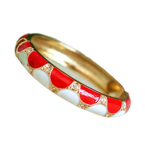 TUKRPQMRI Vintage Cloisonné Emaille Strass Armreif Feder Scharnier Manschette Armbänder for Frauen Chinesischen Ethnischen Traditionellen Handarbeit Schmuck/538(Red) von TUKRPQMRI