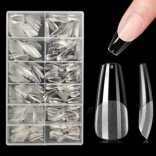 500 Stück Falsche Nägel Nagelspitzen,Acryl Falsche Künstliche Nägel Tips,Full Cover Nail Tips,Fake Coffin Nail Tips für Damen,12 Größen,Halbmattierte,Lange Sargform… von TULAMORIY