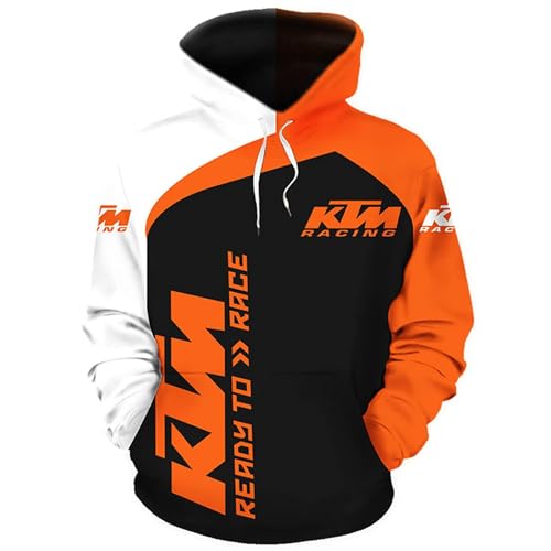 Frühling Herbst Unisex Hoodies Pull Over Sweatshirts K-t.M Print Motorrad Fan Langarm Radfahren Top,B1-M von TULDYS