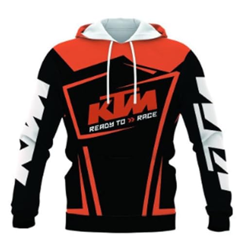 TULDYS Herren-Sport-Kapuzenpullover lockerer Frühlings- und Herbst-Outdoor-Pullover Auto-Motorrad-Rennsport-Fan-Sport-Top K-t.M Bedruckt,Orange-L von TULDYS