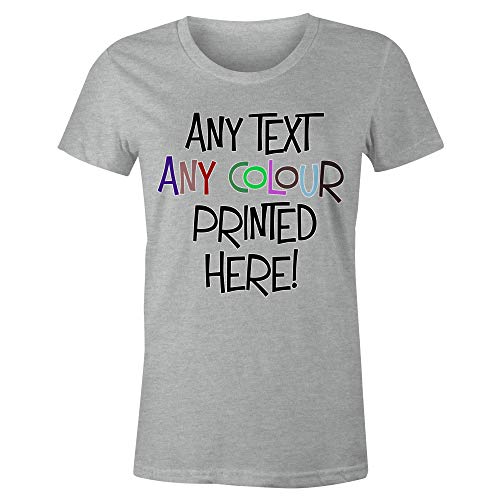 Frau T-Shirt mit Eigenem Text Name Zitat Selbst Gestalten - Ringgesponnene Baumwolle - Vollfarbiger Druck - L |Sport Grau| von TULLUN