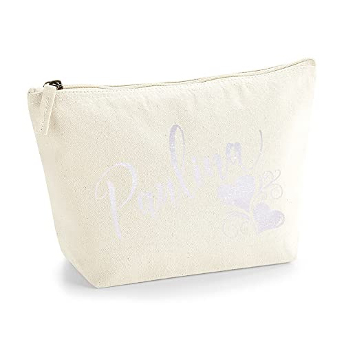 Personalisiert Name Initialen Herz Wirbel Kosmetiktasche Damen Schminktasche für Handtasche Makeup Tasche mit Texturdruck - Holo Weißer Glitzer - M | Natürlich Personalisiert Name Initialen Herz Wirbel Kosmetiktasche Damen Schminktasche für Handtasche Makeup Tasche mit Texturdruck - Holo Weißer Glitzer - M | Natürlich von TULLUN