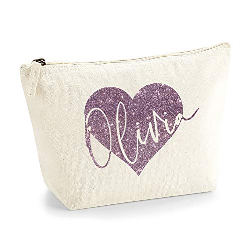 Personalisiert Name Initialen im Herz Design Kosmetiktasche Damen Schminktasche für Handtasche Makeup Tasche mit Texturdruck - M - Natürlich - Roségold Glitter Personalisiert Name Initialen im Herz Design Kosmetiktasche Damen Schminktasche für Handtasche Makeup Tasche mit Texturdruck - M - Natürlich - Roségold Glitter von TULLUN