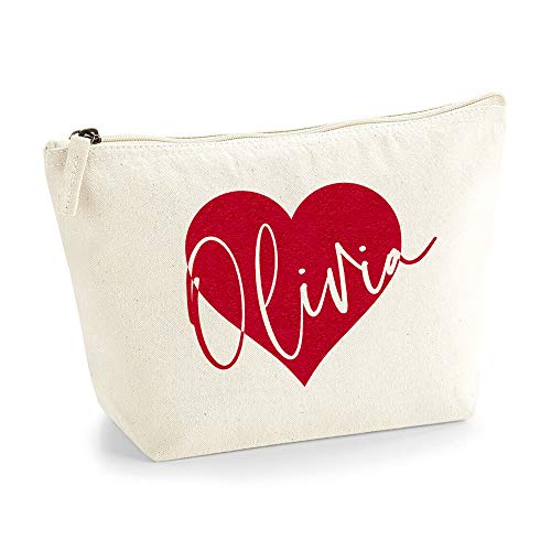 Personalisiert Name Initialen im Herz Design Kosmetiktasche Damen Schminktasche für Handtasche Makeup Tasche mit Texturdruck - M - Natürlich - Rote Flocke Personalisiert Name Initialen im Herz Design Kosmetiktasche Damen Schminktasche für Handtasche Makeup Tasche mit Texturdruck - M - Natürlich - Rote Flocke von TULLUN