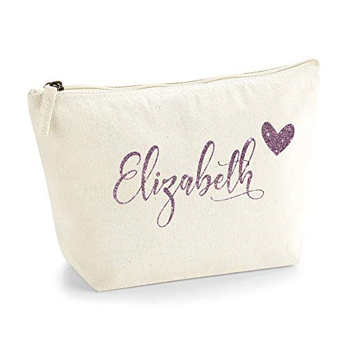 Personalisiert Name Initialen im Herz Design Kosmetiktasche Damen Schminktasche für Handtasche Makeup Tasche mit Texturdruck - Roségold Glitter - L | Natürlich Personalisiert Name Initialen im Herz Design Kosmetiktasche Damen Schminktasche für Handtasche Makeup Tasche mit Texturdruck - Roségold Glitter - L | Natürlich von TULLUN
