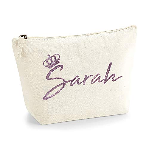 Personalisiert Name Initialen & Königin Krone Kosmetiktasche Damen Schminktasche für Handtasche Makeup Tasche mit Texturdruck - Roségold Glitter - M - Natürlich Personalisiert Name Initialen & Königin Krone Kosmetiktasche Damen Schminktasche für Handtasche Makeup Tasche mit Texturdruck - Roségold Glitter - M - Natürlich von TULLUN