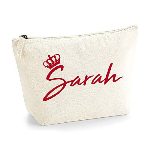 Personalisiert Name Initialen & Königin Krone Kosmetiktasche Damen Schminktasche für Handtasche Makeup Tasche mit Texturdruck - Rote Flocke - S - Natürlich Personalisiert Name Initialen & Königin Krone Kosmetiktasche Damen Schminktasche für Handtasche Makeup Tasche mit Texturdruck - Rote Flocke - S - Natürlich von TULLUN
