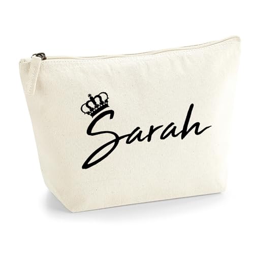Personalisiert Name Initialen & Königin Krone Kosmetiktasche Damen Schminktasche für Handtasche Makeup Tasche mit Texturdruck - Schwarzer Film - M - Natürlich Personalisiert Name Initialen & Königin Krone Kosmetiktasche Damen Schminktasche für Handtasche Makeup Tasche mit Texturdruck - Schwarzer Film - M - Natürlich von TULLUN