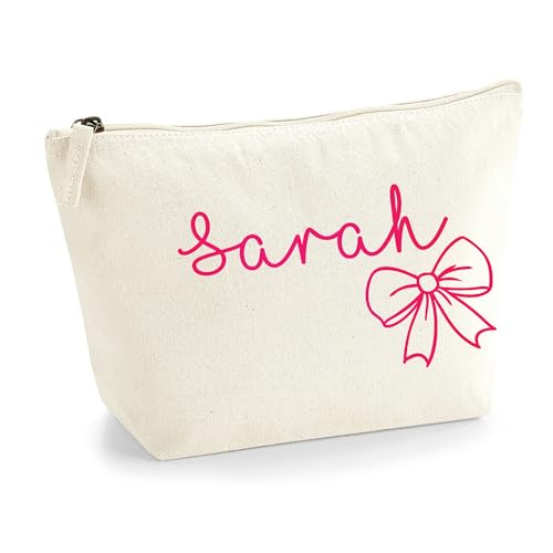 Personalisierter Name Initialen Textstil süßes Schleifen Design Make-up Accessoire Tasche Kosmetiktasche Damen Schminktasche mit Texturdruck - Neonrosa Flocke - M Natürlich Personalisierter Name Initialen Textstil süßes Schleifen Design Make-up Accessoire Tasche Kosmetiktasche Damen Schminktasche mit Texturdruck - Neonrosa Flocke - M Natürlich von TULLUN