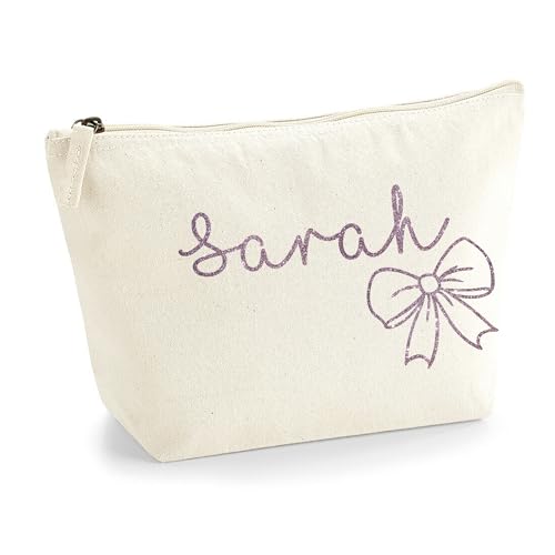 Personalisierter Name Initialen Textstil süßes Schleifen Design Make-up Accessoire Tasche Kosmetiktasche Damen Schminktasche mit Texturdruck - Roségold Glitzer - S Natürlich Personalisierter Name Initialen Textstil süßes Schleifen Design Make-up Accessoire Tasche Kosmetiktasche Damen Schminktasche mit Texturdruck - Roségold Glitzer - S Natürlich von TULLUN