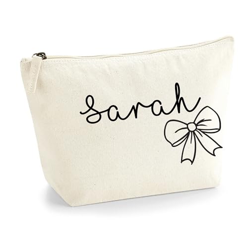 Personalisierter Name Initialen Textstil süßes Schleifen Design Make-up Accessoire Tasche Kosmetiktasche Damen Schminktasche mit Texturdruck - Schwarze Folie - L Natürlich Personalisierter Name Initialen Textstil süßes Schleifen Design Make-up Accessoire Tasche Kosmetiktasche Damen Schminktasche mit Texturdruck - Schwarze Folie - L Natürlich von TULLUN
