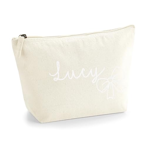 Personalisierter Name Initialen Textstil süßes Schleifen Design Make-up Accessoire Tasche Kosmetiktasche Damen Schminktasche mit Texturdruck - Weiße Flocke - M Natürlich Personalisierter Name Initialen Textstil süßes Schleifen Design Make-up Accessoire Tasche Kosmetiktasche Damen Schminktasche mit Texturdruck - Weiße Flocke - M Natürlich von TULLUN