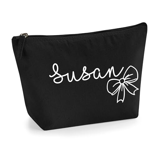 Personalisierter Name Initialen Textstil süßes Schleifen Design Make-up Accessoire Tasche Kosmetiktasche Damen Schminktasche mit Texturdruck - Weißer Film - M Schwarz Personalisierter Name Initialen Textstil süßes Schleifen Design Make-up Accessoire Tasche Kosmetiktasche Damen Schminktasche mit Texturdruck - Weißer Film - M Schwarz von TULLUN