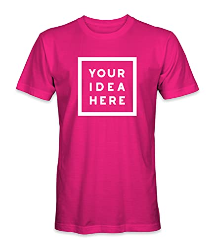 Unisex Mann Frau T-Shirt Top mit Eigenem Deine Idee Selbst Gestalten - Ringgesponnene Baumwolle - Vollfarbiger Druck - L |Fuchsia Pink| von TULLUN