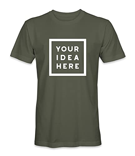 Unisex Mann Frau T-Shirt mit Eigenem Deine Idee Selbst Gestalten - Ringgesponnene Baumwolle - Vollfarbiger Druck - L |Militärgrün| von TULLUN