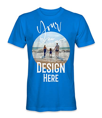 Unisex Mann Frau T-Shirt mit Eigenem Foto Text Logo Name Selbst Gestalten - Ringgesponnene Baumwolle - Vollfarbiger Druck - S - |Königsblau| von TULLUN