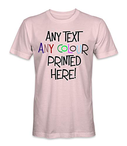 Unisex Mann Frau T-Shirt mit Eigenem Text Name Zitat Logo Selbst Gestalten - Ringgesponnene Baumwolle - Vollfarbiger Druck - L - |Rosa Schattenrose| von TULLUN