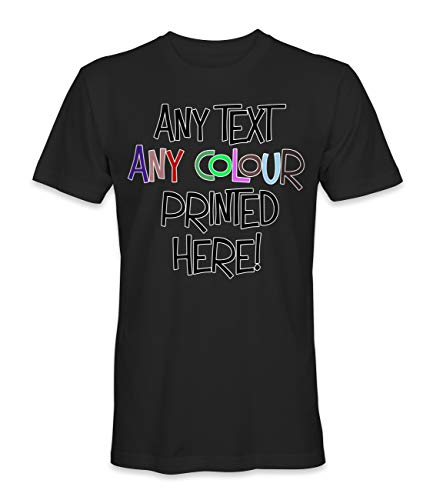Unisex Mann Frau T-Shirt mit Eigenem Text Name Zitat Logo Selbst Gestalten - Ringgesponnene Baumwolle - Vollfarbiger Druck - M |Schwarz| von TULLUN