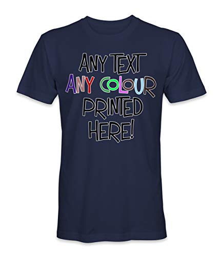 Unisex Mann Frau T-Shirt mit Eigenem Text Name Zitat Logo Selbst Gestalten - Ringgesponnene Baumwolle - Vollfarbiger Druck - S |Marineblau| von TULLUN