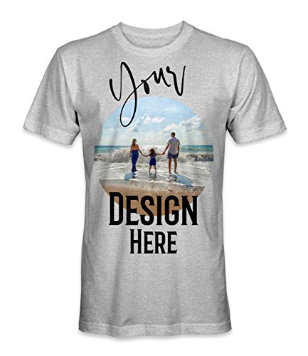 Unisex Mann Frau T-Shirt mit Eigenem Foto Text Logo Name Selbst Gestalten - Ringgesponnene Baumwolle - Vollfarbiger Druck - L |Sport Grau| von TULLUN