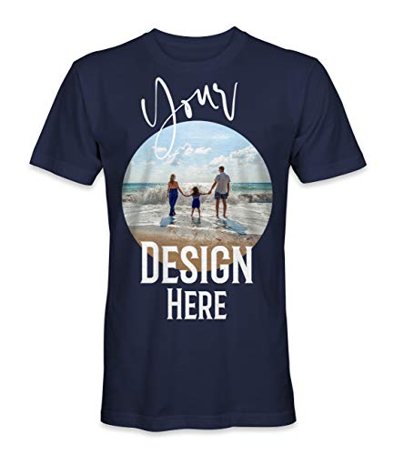 Unisex Mann Frau T-Shirt mit Eigenem Foto Text Logo Name Selbst Gestalten - Ringgesponnene Baumwolle - Vollfarbiger Druck - M |Marineblau| von TULLUN