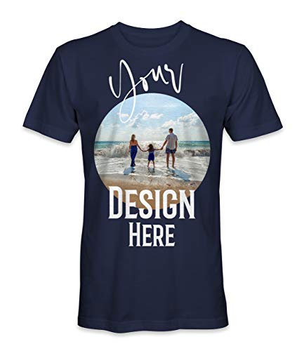 Unisex Mann Frau T-Shirt mit Eigenem Foto Text Logo Name Selbst Gestalten - Ringgesponnene Baumwolle - Vollfarbiger Druck - S |Marineblau| von TULLUN