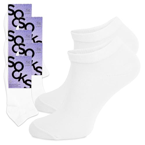 TULMERO Socken Sneaker - Herren/Damen - Baumwollsocken - Kurze Socken Weiß - 5 Paar Gr. 38-40 von TULMERO