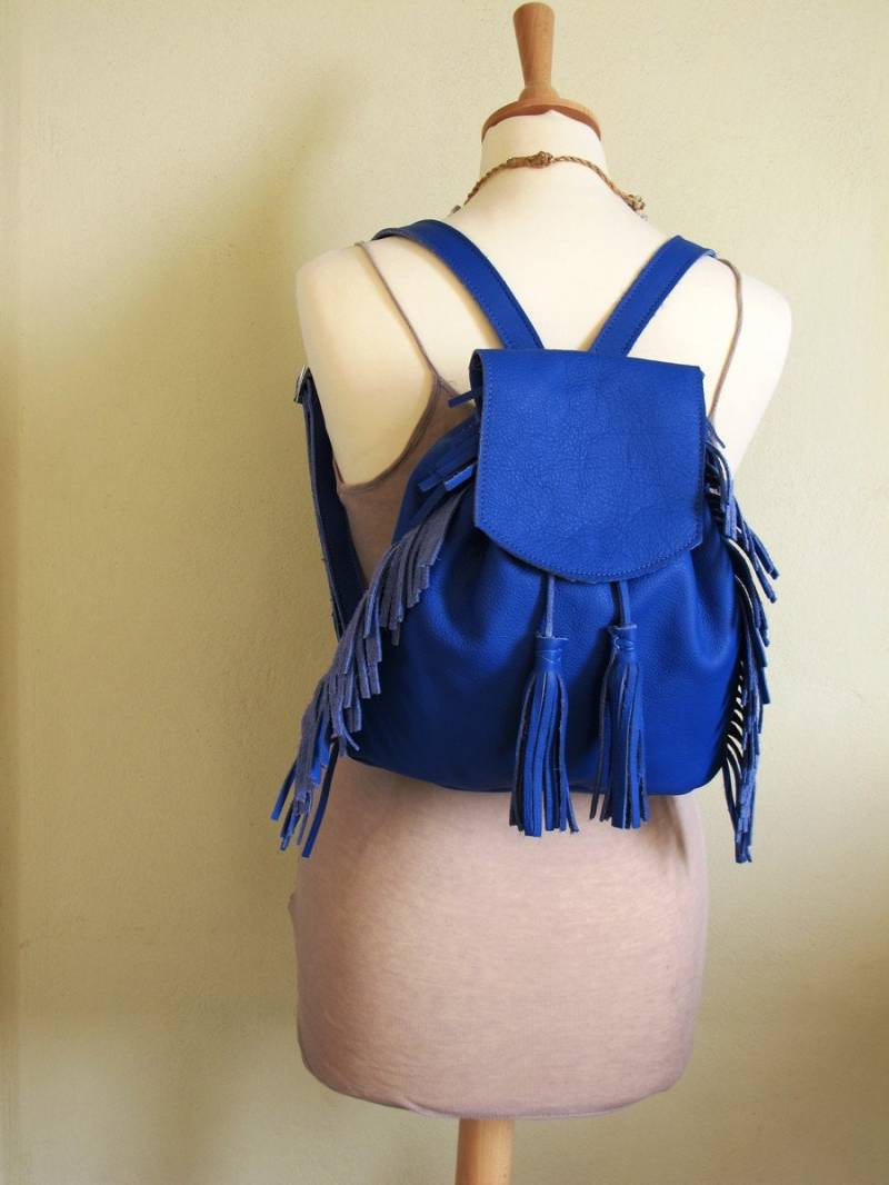 Fransen Leder Rucksack Mit Verstellbaren Trägern in 16 Farben Erhältlich von TUMABROTHERS