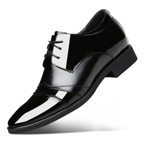 TUMAHE 3,15 Zoll Höhere Unsichtbare Höhe Zunehmende Schuhe Leder Spitze Zehe Aufzug Schuhe Männliche Formale Kleid Oxfords,Schwarz,42 EU von TUMAHE