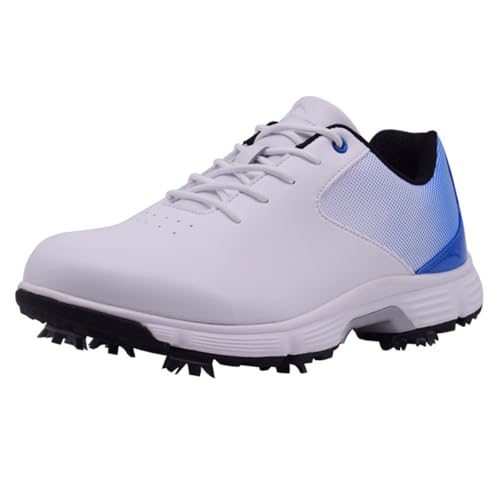TUMAHE 7 Spikes Golfschuhe Für Männer wasserdichte Leichte Golfschuhe Outdoor Bequeme rutschfeste Wanderschuhe,Blau,41 EU von TUMAHE