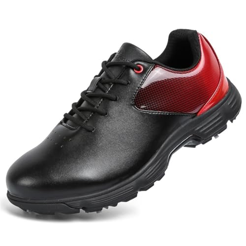 TUMAHE 7 Spikes Golfschuhe Für Männer wasserdichte Leichte Golfschuhe Outdoor Bequeme rutschfeste Wanderschuhe,Schwarz,40 EU von TUMAHE