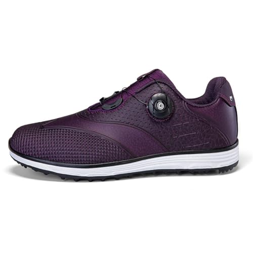 TUMAHE Damen Golfschuhe Wasserdicht Sportschuhe Für Weibliche rutschfeste Outdoor Spikeless Golfer Trainer,Lila,38 EU von TUMAHE