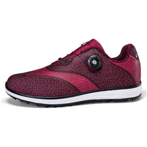 TUMAHE Damen Golfschuhe Wasserdicht Sportschuhe Für Weibliche rutschfeste Outdoor Spikeless Golfer Trainer,Rot,39 EU von TUMAHE