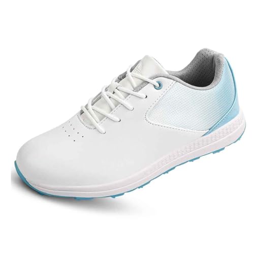 TUMAHE Frauen Golf Trainer Casual Leder Golfschuhe Leicht Walking Sport Turnschuhe Gym Sport,Blau,37 EU von TUMAHE