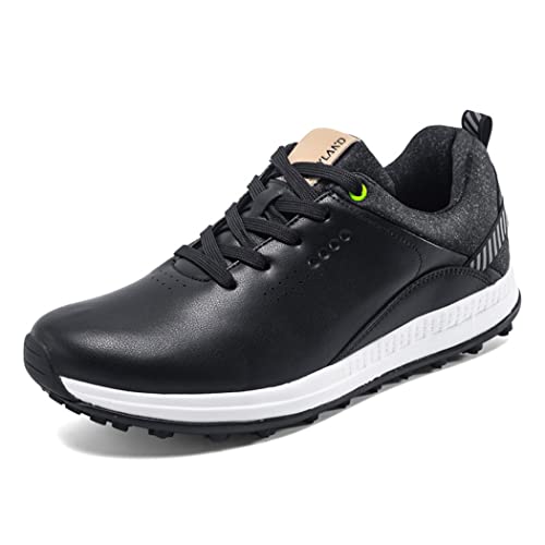 TUMAHE Golfschuhe für Männer Extra breite Spikeless Golf Sport Training Schuhe wasserdichte Golf Turnschuhe Outdoor Herren Golf Trainer,Schwarz,41 von TUMAHE