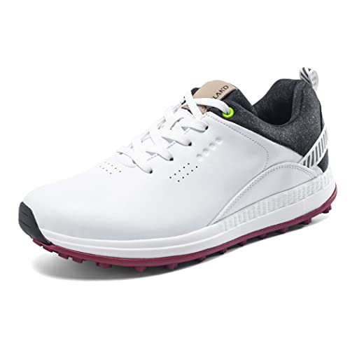 TUMAHE Golfschuhe für Männer Extra breite Spikeless Golf Sport Training Schuhe wasserdichte Golf Turnschuhe Outdoor Herren Golf Trainer,Weiß,45.5 von TUMAHE