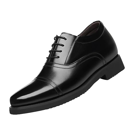 TUMAHE Herren Aufzug Oxfords Lace Up Casual Kleid Schuhe Formale Lace-Up Unsichtbare Höhe Zunehmende Business Schuhe,3.14inchs(8cm) Black,42 EU von TUMAHE