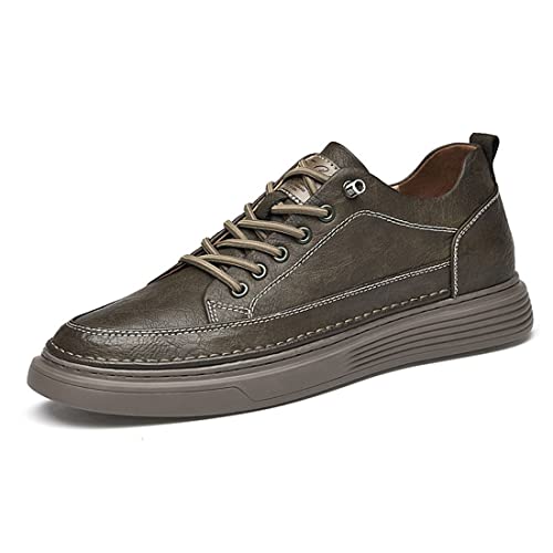 TUMAHE Herren Aufzug Schuhe, Leder Unsichtbare Ferse Größere Business Schuhe Atmungsaktive Mode Höhenverbesserer Schuhe Für Herren,6cm Brown,37 EU von TUMAHE