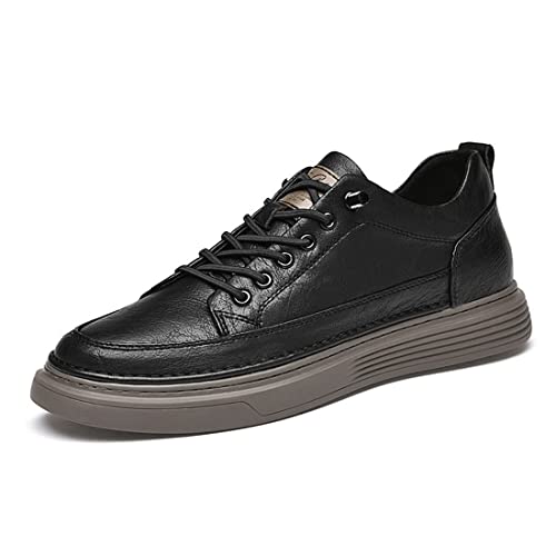 TUMAHE Herren Aufzug Schuhe, Leder Unsichtbare Ferse Größere Business Schuhe Atmungsaktive Mode Höhenverbesserer Schuhe Für Herren,8cm Black,41 EU von TUMAHE